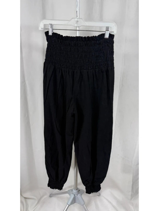 HYFVE Pants - Black Smocked Waist Jogger Pants 100 Cotton Cuffed Ankle Boho Harem Style L